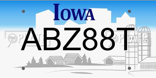 ABZ88T Iowa License Plate