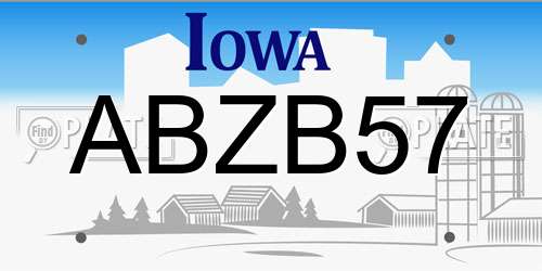 ABZB57 Iowa License Plate