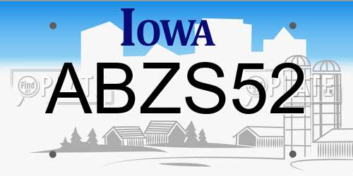ABZS52 Iowa License Plate