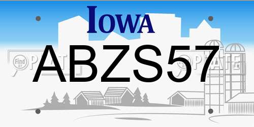 ABZS57 Iowa License Plate