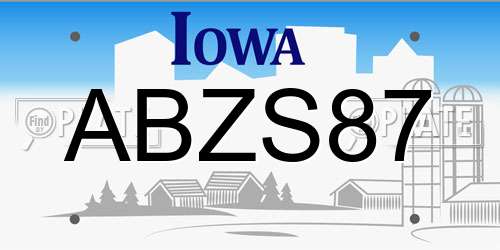 ABZS87 Iowa License Plate