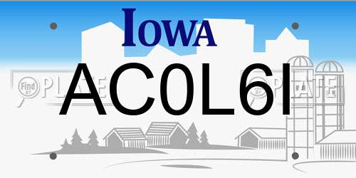 AC0L6I Iowa License Plate