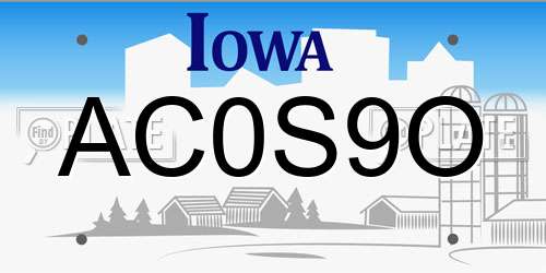 AC0S9O Iowa License Plate