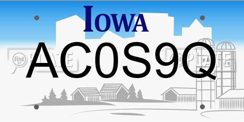 AC0S9Q Iowa License Plate