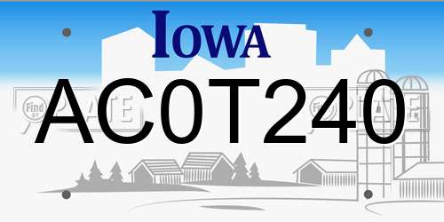 AC0T240 Iowa License Plate