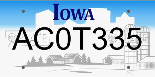 AC0T335 Iowa License Plate