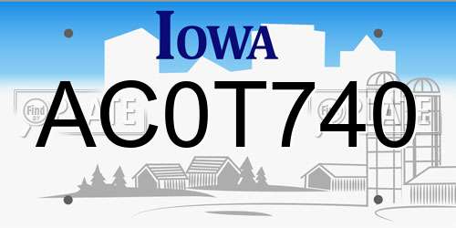AC0T740 Iowa License Plate