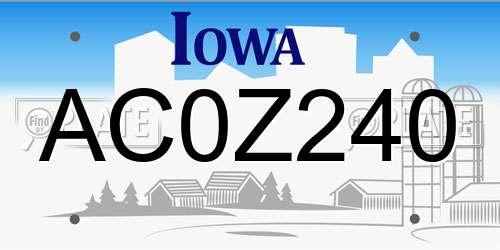 AC0Z240 Iowa License Plate