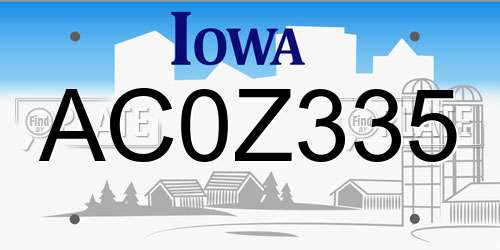 AC0Z335 Iowa License Plate