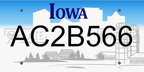 AC2B566 Iowa License Plate