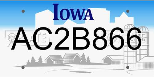 AC2B866 Iowa License Plate
