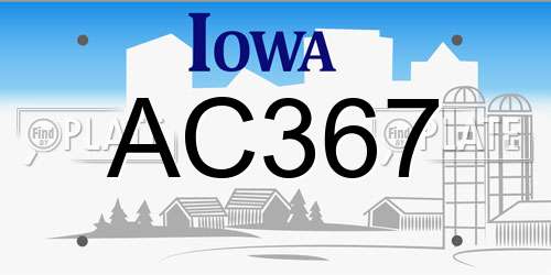AC367 Iowa License Plate