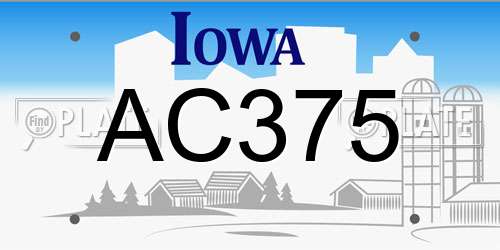 AC375 Iowa License Plate