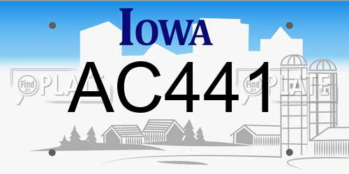 AC441 Iowa License Plate