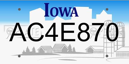 AC4E870 Iowa License Plate