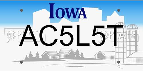 AC5L5T Iowa License Plate