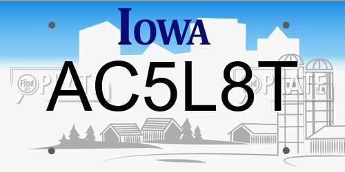 AC5L8T Iowa License Plate