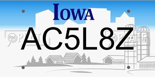AC5L8Z Iowa License Plate