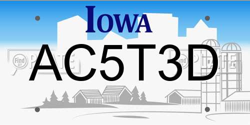 AC5T3D Iowa License Plate