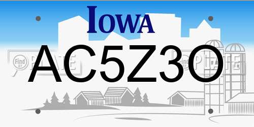 AC5Z3O Iowa License Plate