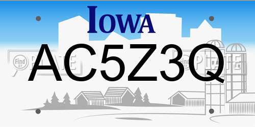 AC5Z3Q Iowa License Plate