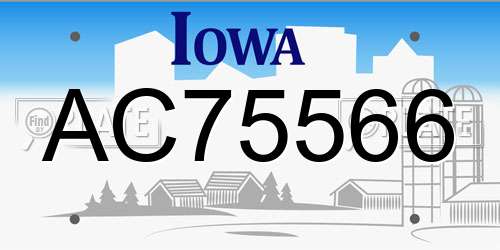 AC75566 Iowa License Plate