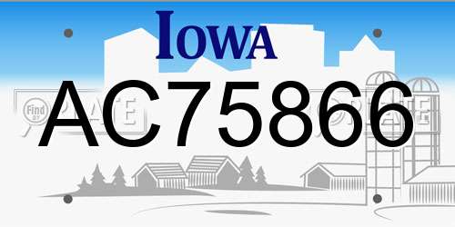 AC75866 Iowa License Plate