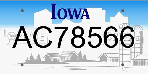AC78566 Iowa License Plate