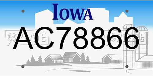 AC78866 Iowa License Plate