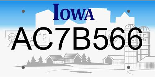 AC7B566 Iowa License Plate