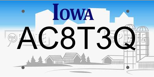 AC8T3Q Iowa License Plate