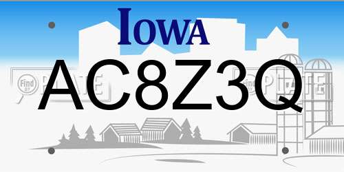 AC8Z3Q Iowa License Plate