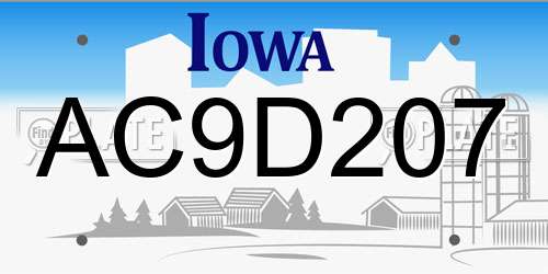 AC9D207 Iowa License Plate