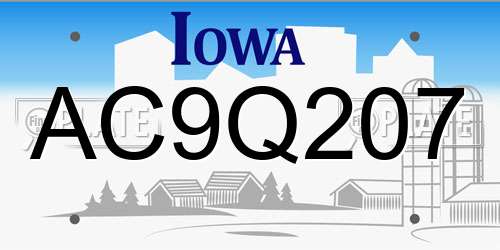 AC9Q207 Iowa License Plate