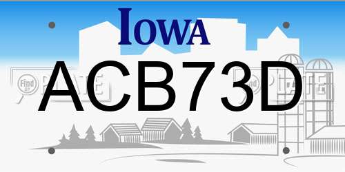 ACB73D Iowa License Plate