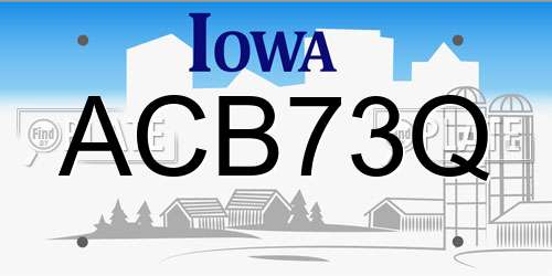ACB73Q Iowa License Plate