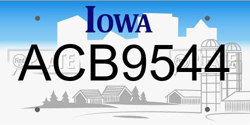 ACB9544 Iowa License Plate