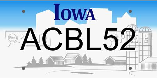 ACBL52 Iowa License Plate