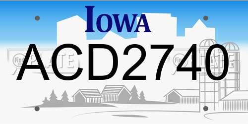 ACD2740 Iowa License Plate