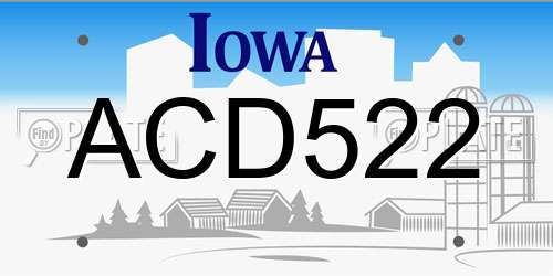 ACD522 Iowa License Plate