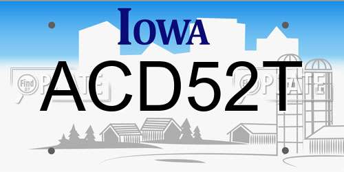 ACD52T Iowa License Plate
