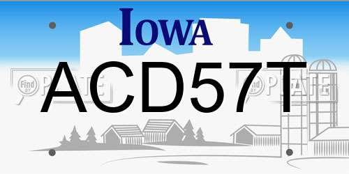 ACD57T Iowa License Plate