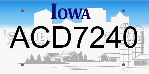 ACD7240 Iowa License Plate