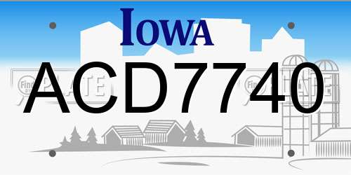 ACD7740 Iowa License Plate