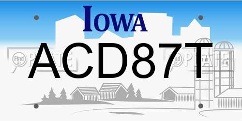 ACD87T Iowa License Plate
