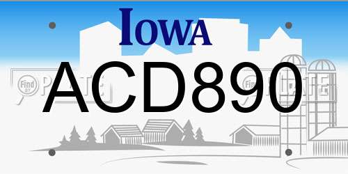 ACD890 Iowa License Plate