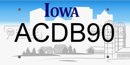 ACDB90 Iowa License Plate