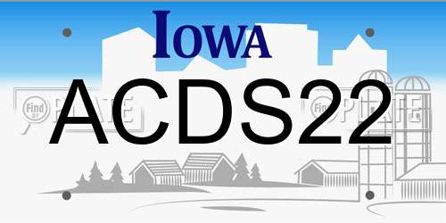 ACDS22 Iowa License Plate