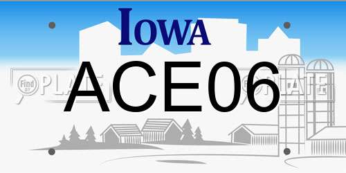 ACE06 Iowa License Plate