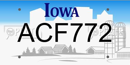 ACF772 Iowa License Plate